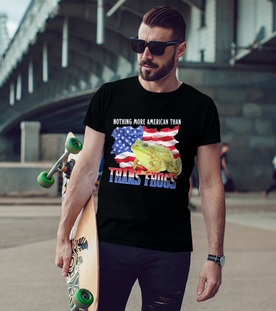 Nothing More American Than Trans Frogs Pride USA Flag Frog T-Shirt
