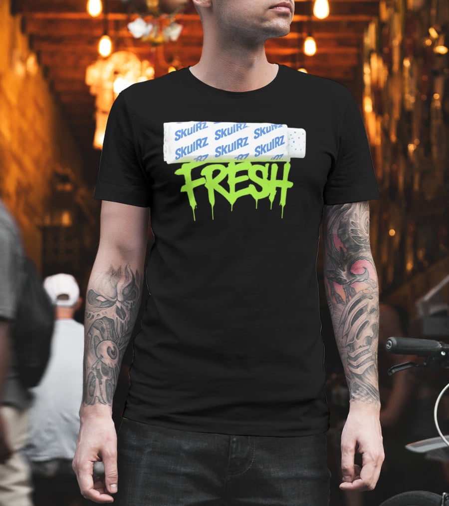 Skulrz Fresh Gum Stylized Wrapper And Green Dripping T-Shirt