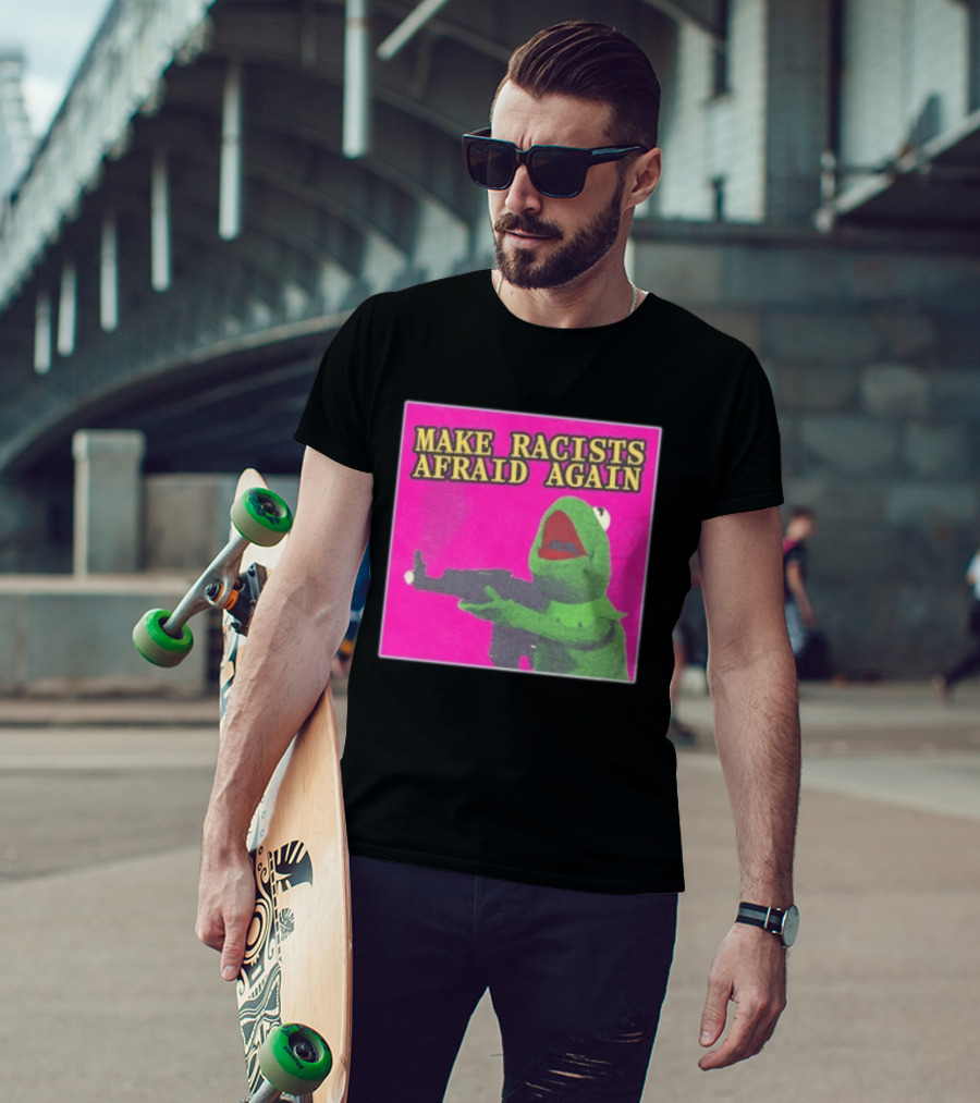 Make Racists Afraid Again Kermit Pepe Parody Pink T-Shirt