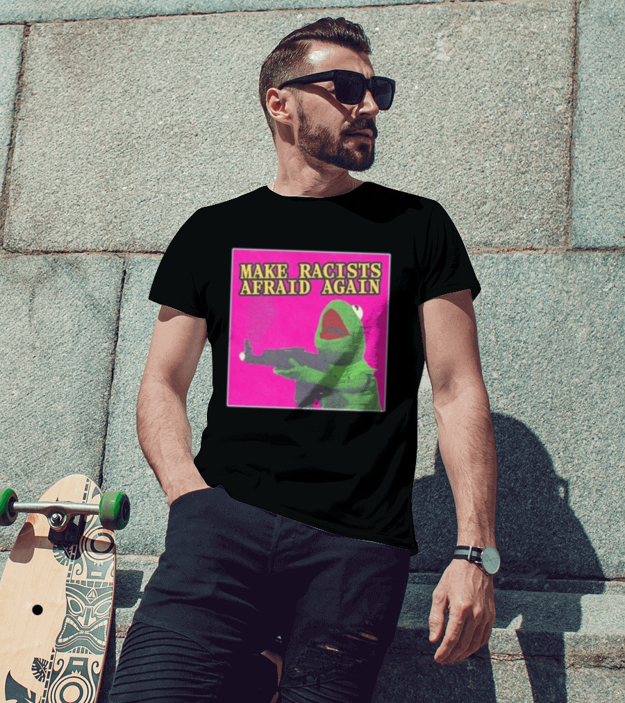Make Racists Afraid Again Kermit Pepe Parody Pink T-Shirt