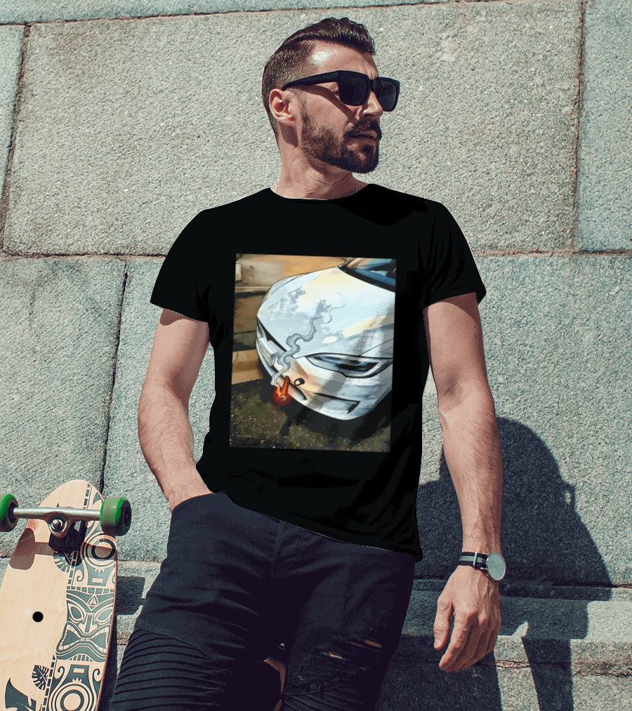 Tesla Car Smoking Light It Up T-Shirt