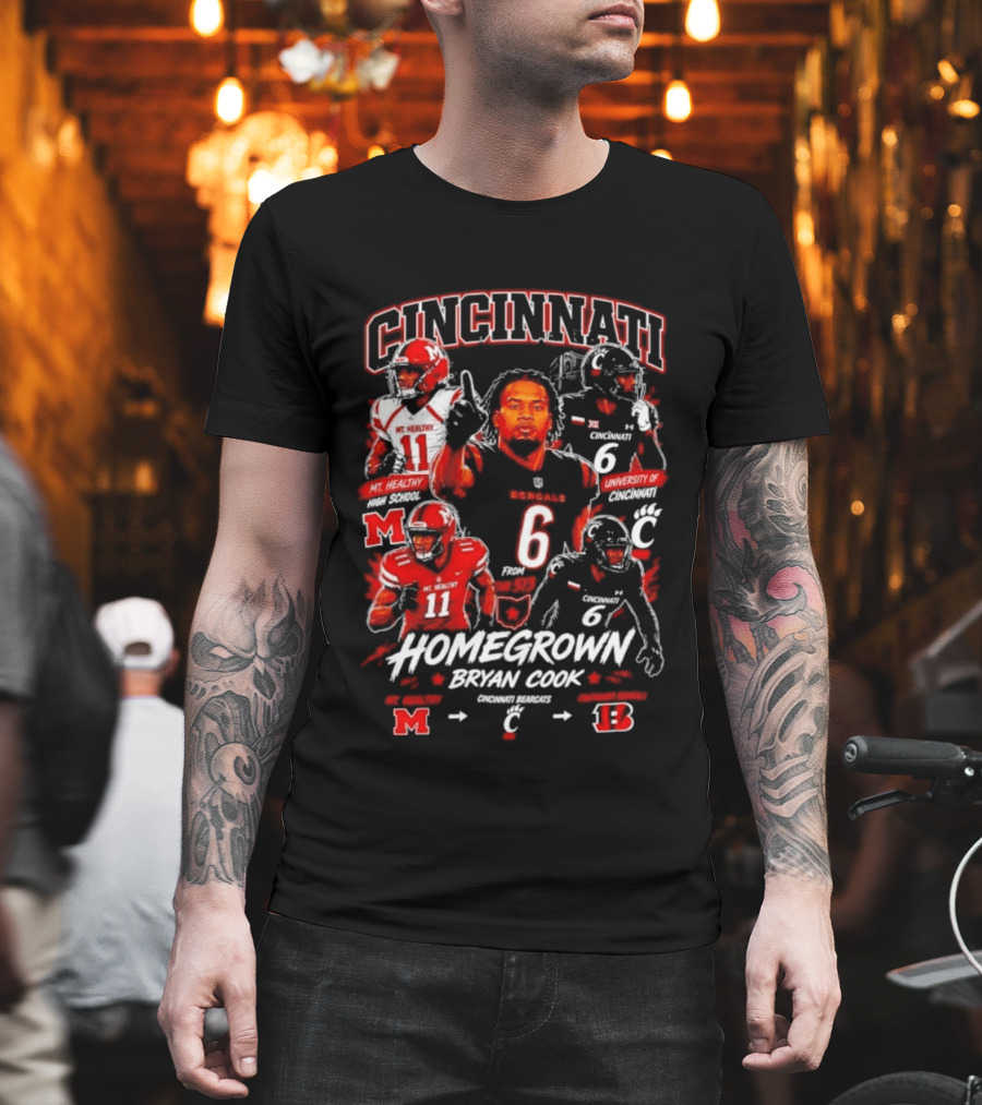 Cincinnati Bearcats Homegrown Bryan Cook University Of Cincinnati Mt. Healthy T-Shirt