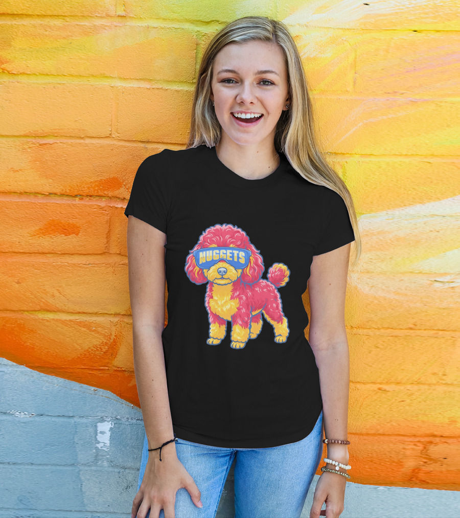 Denver Nuggets Teacup Poodle Wearing Oversized Glasses T-Shirt