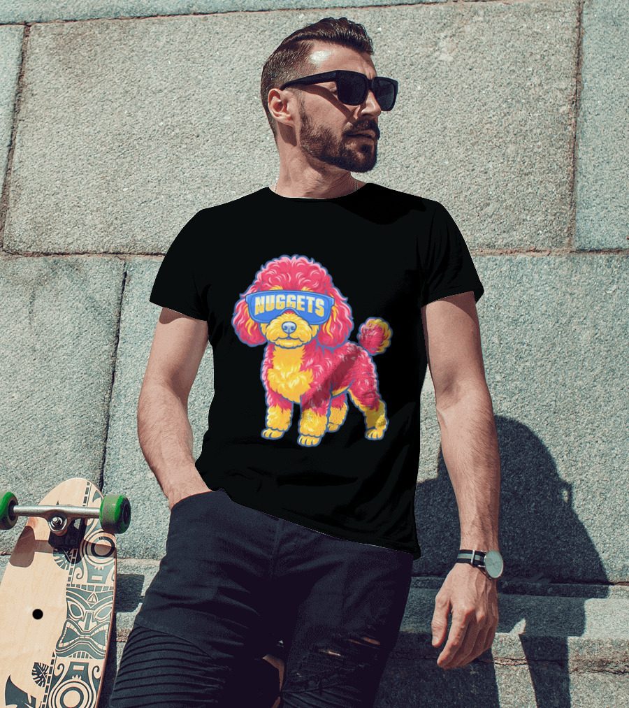 Denver Nuggets Teacup Poodle Wearing Oversized Glasses T-Shirt