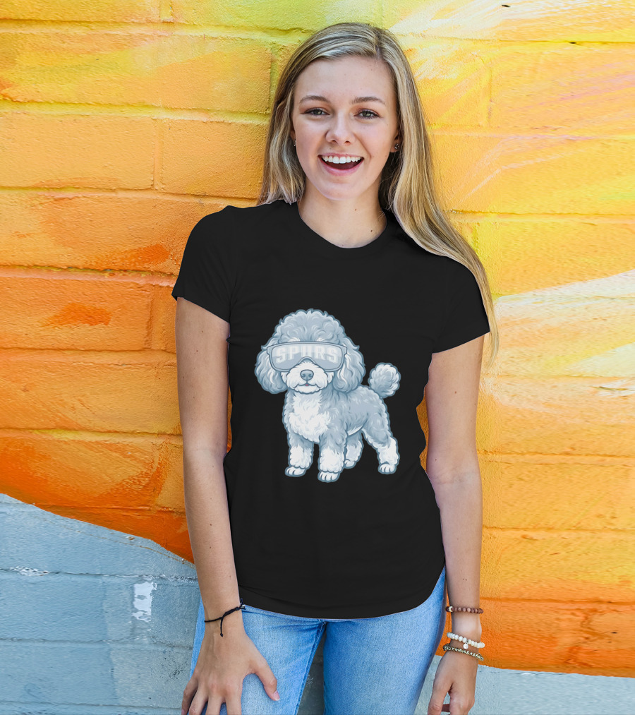 San Antonio Spurs Teacup Poodle With Goggles T-Shirt
