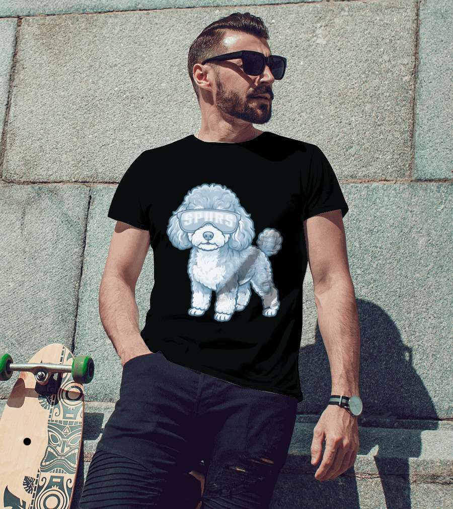 San Antonio Spurs Teacup Poodle With Goggles T-Shirt