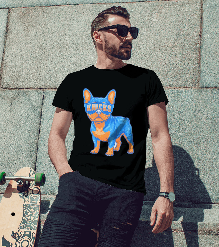 New York Knicks Bulldog Wearing Sunglasses T-Shirt