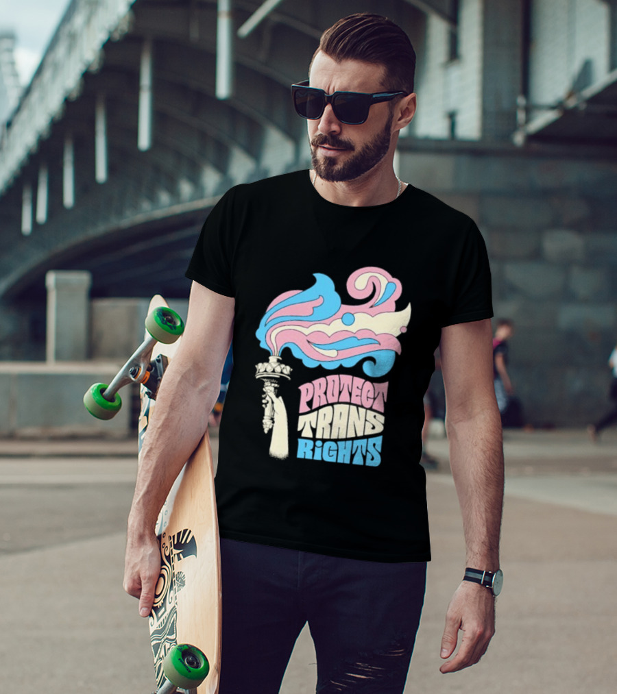 Protect Trans Rights Torch Symbol Bold Pride T-Shirt
