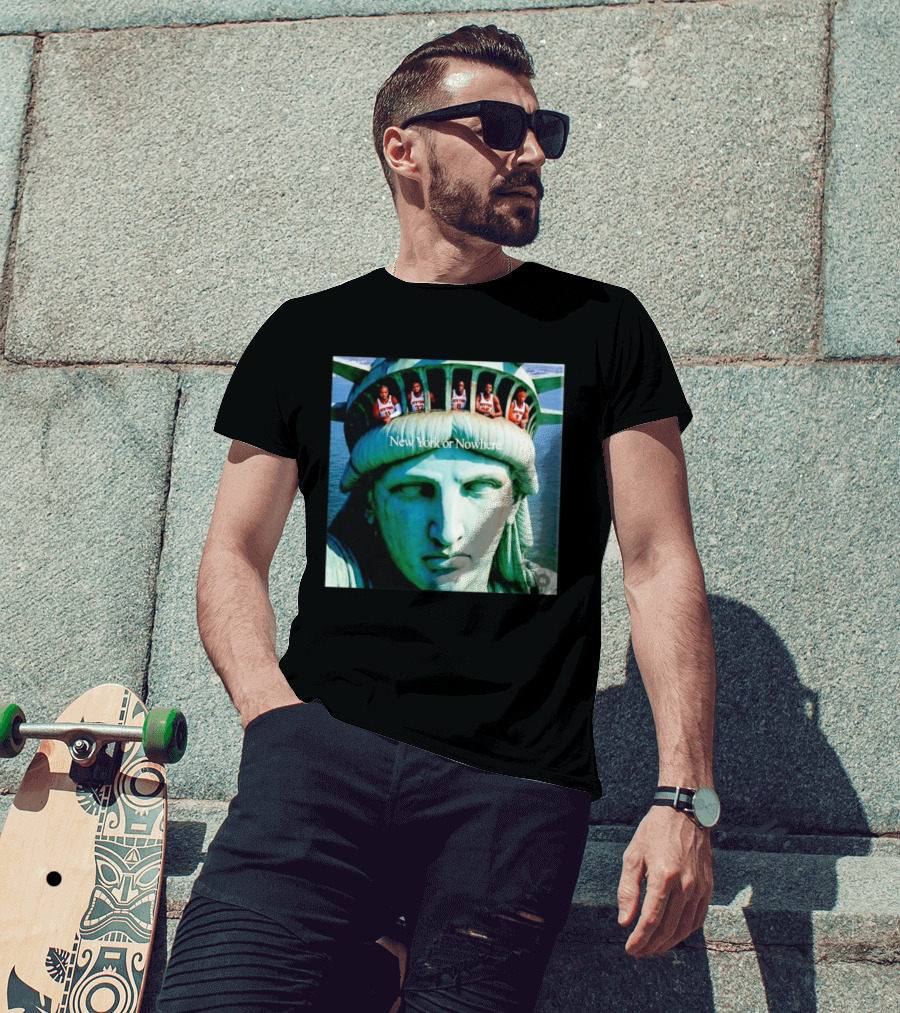 New York Knicks Jalen Brunson Karl Anthony Towns OG Anunoby Mikal Bridges Josh Hart Statue Of Liberty New York Or Nowhere T-Shirt