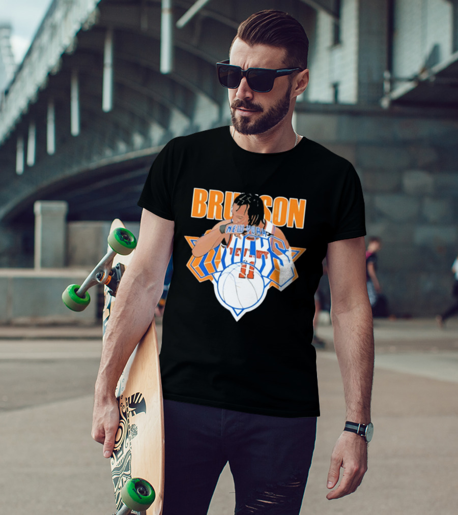 Jalen Brunson New York Knicks 11 Caricature Basketball T-Shirt