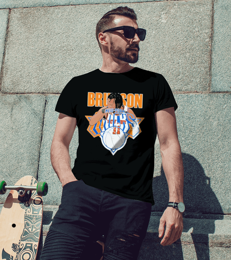 Jalen Brunson New York Knicks 11 Caricature Basketball T-Shirt