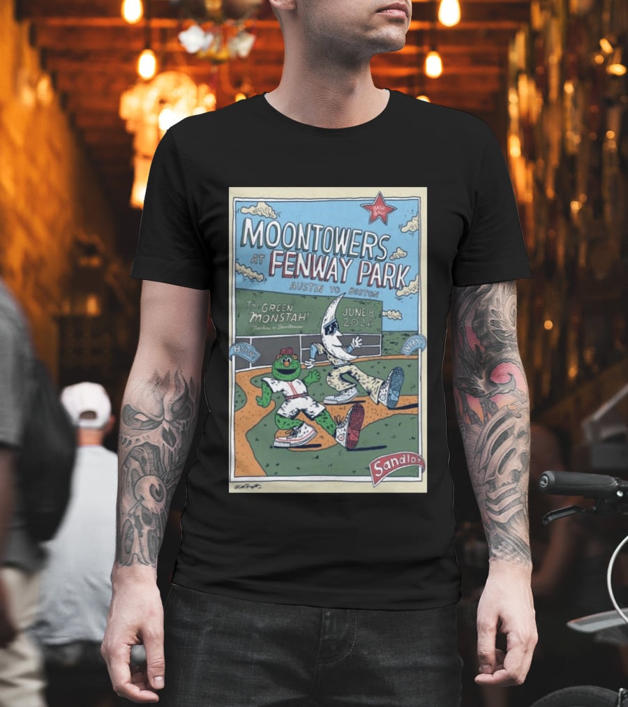 Moontowers At Fenway Park June 8 2026 Austin To Boston The Green Monstah Sandlot T-Shirt