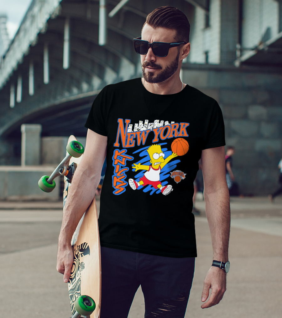 New York Knicks Bart Simpson Basketball Crossover Collaboration T-Shirt