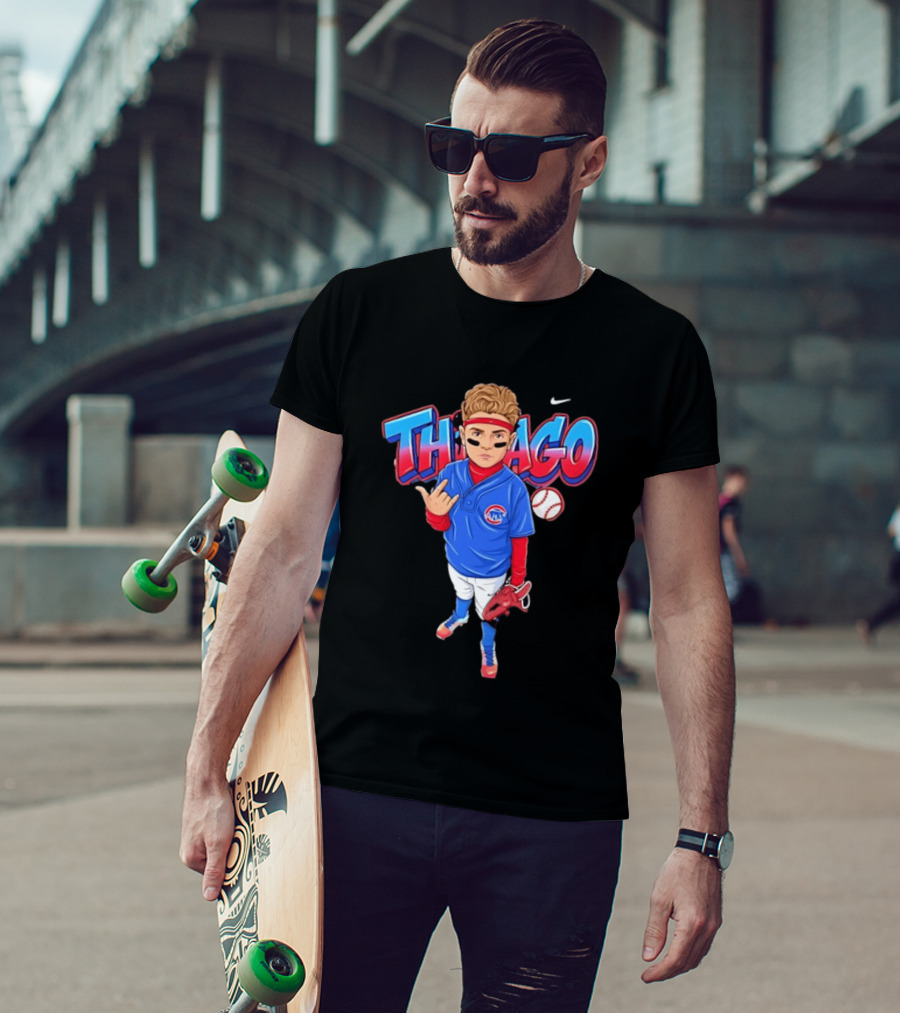 Thiago Chicago Cubs Baseball Cartoon Player Nike T-Shirt