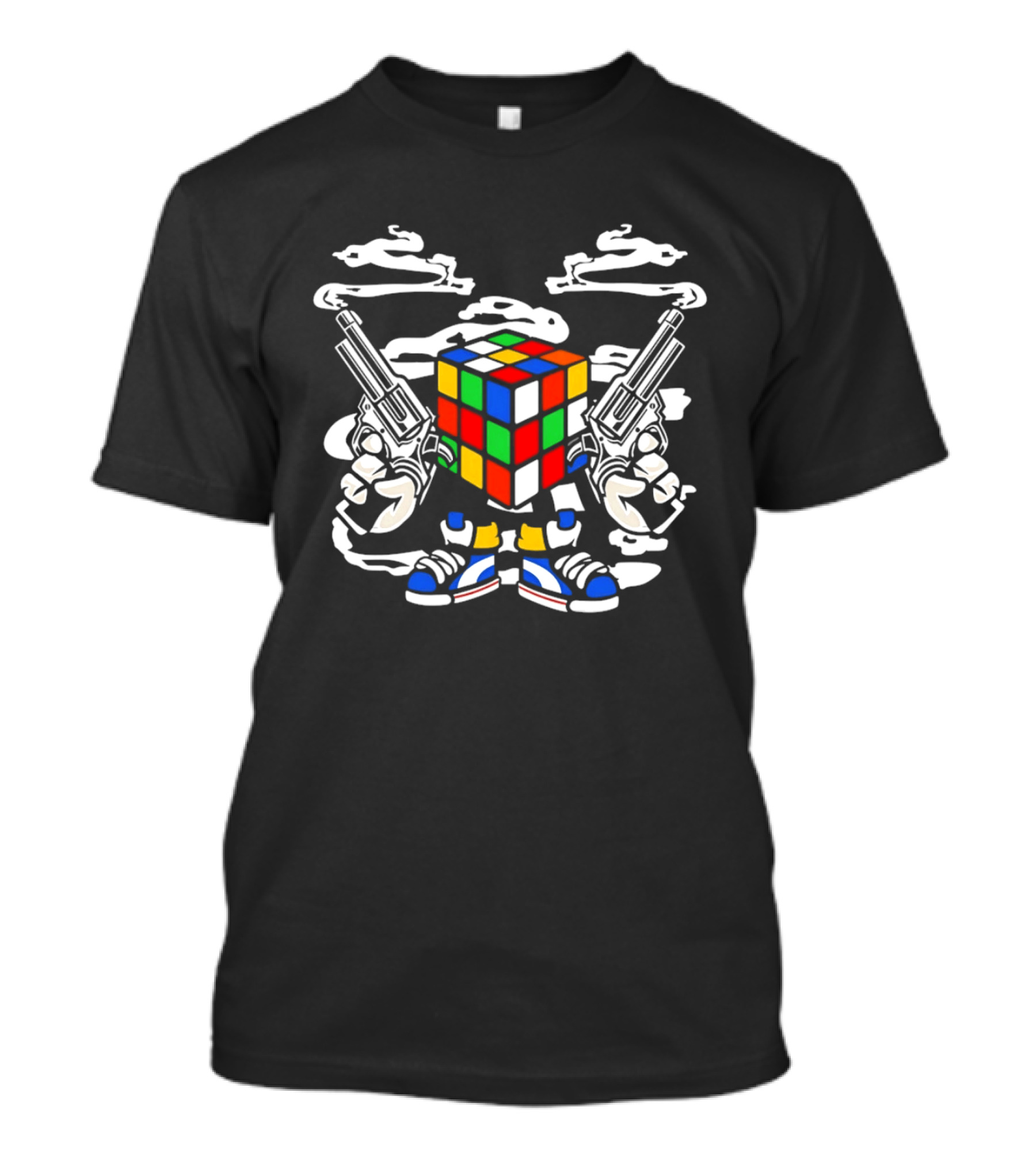 Gangster Rubik's Cube With Dual Pistols And Sneakers T-Shirt