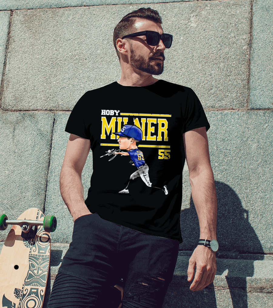 Hoby Milner Milwaukee 55 Cartoon Pitcher T-Shirt