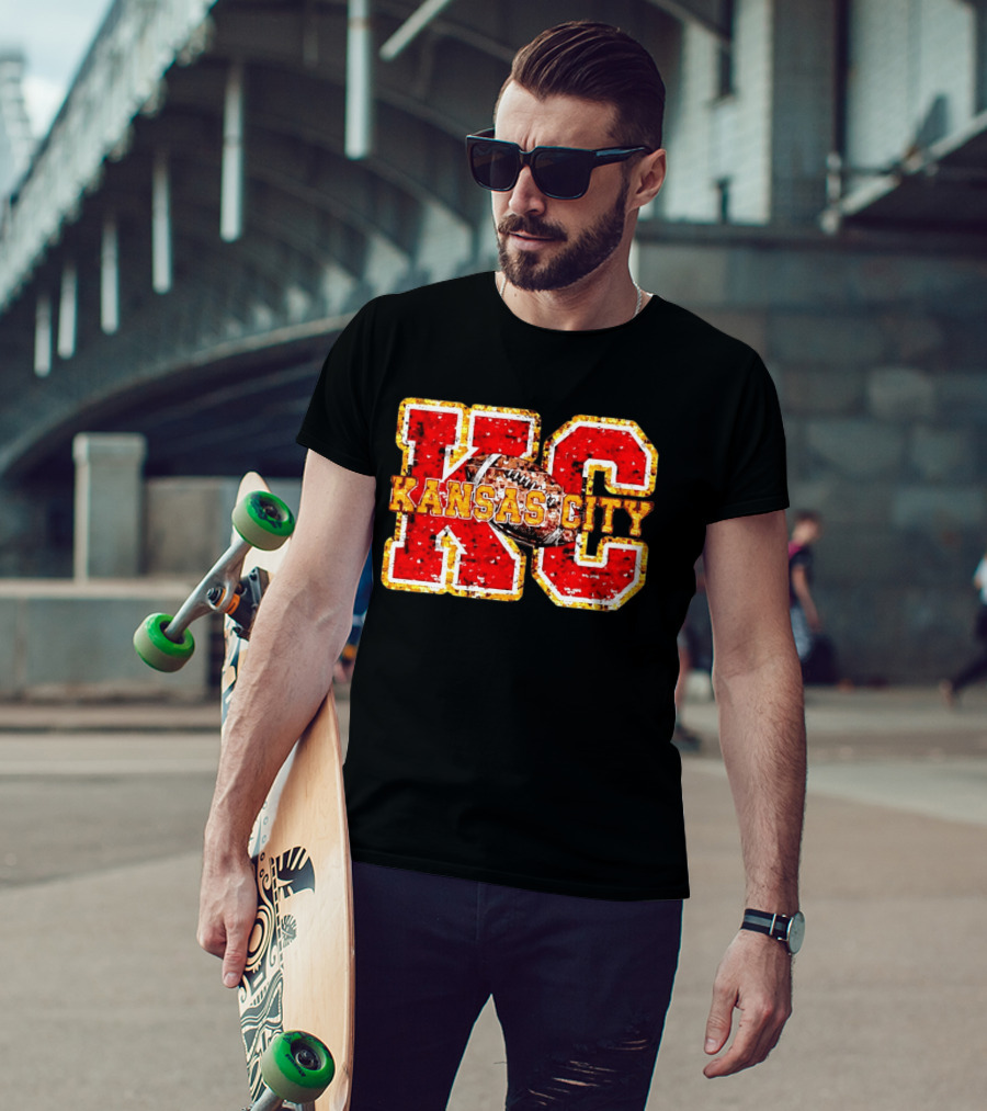 Kansas City Chiefs Football KC Faux Sequin T-Shirt