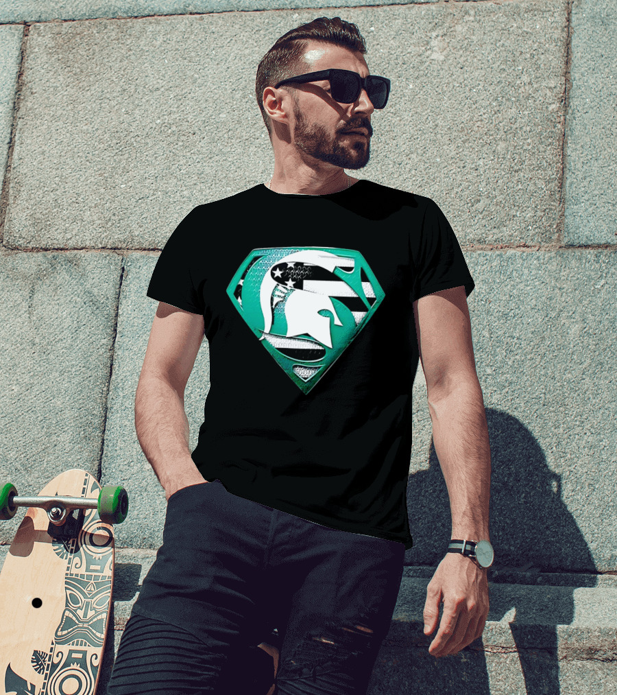 Michigan State Spartans Superman American Flag T-Shirt