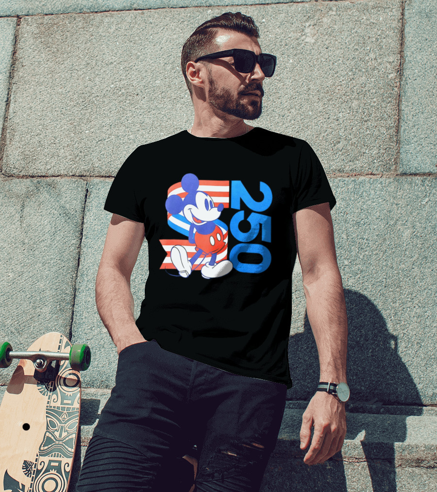 Mickey Mouse Disney 250 Celebration American Flag T-Shirt