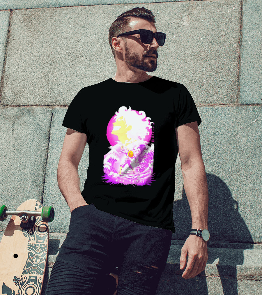 Monkey D. Luffy Gear 5 Gomu Gomu No Mi Waves One Piece Pink Aesthetic T-Shirt