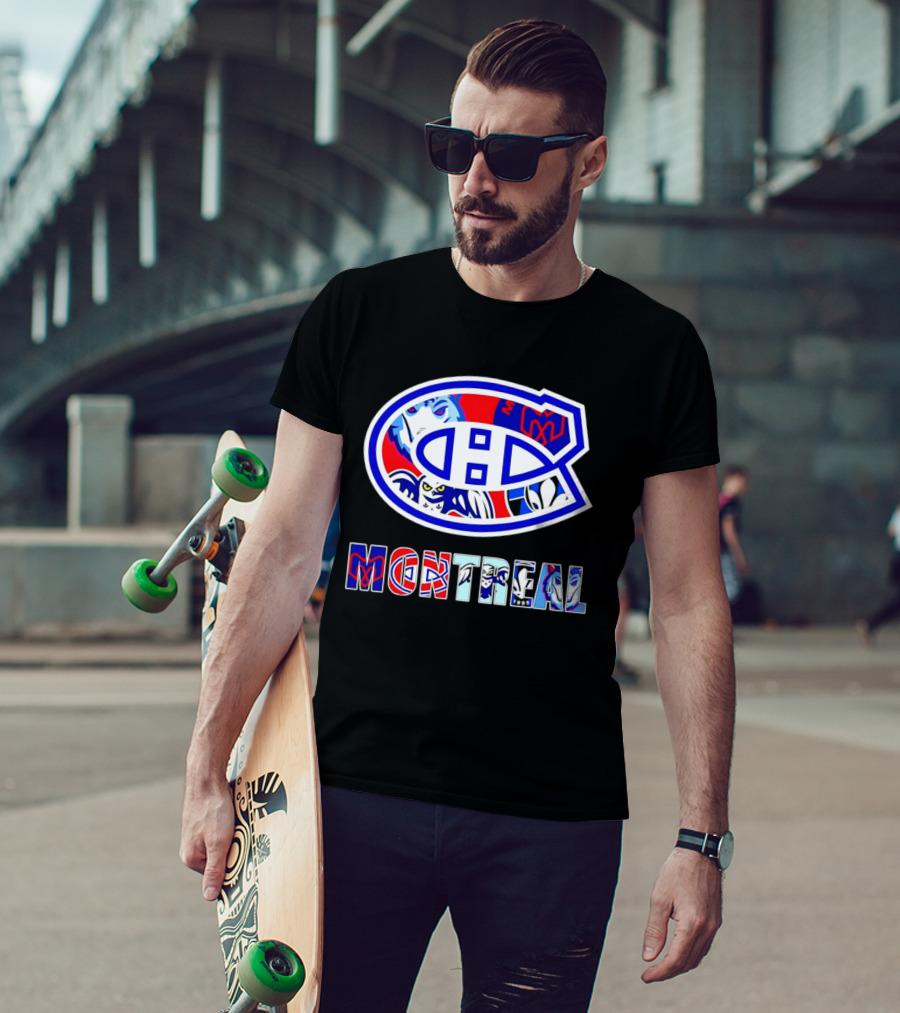 Montreal Canadiens And Sports Teams Emblem Montage T-Shirt