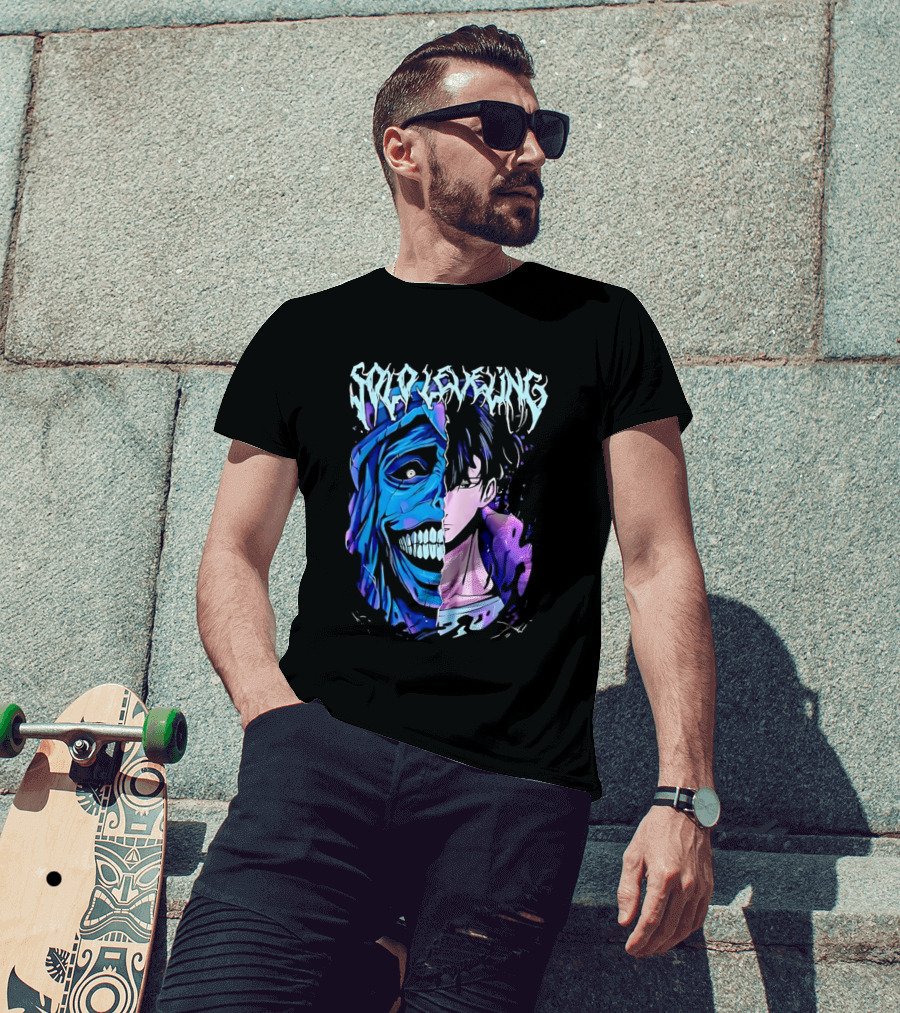 Solo Leveling Split Face Cotton Anime T-Shirt