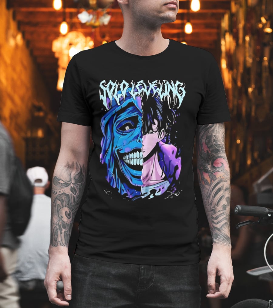 Solo Leveling Split Face Cotton Anime T-Shirt