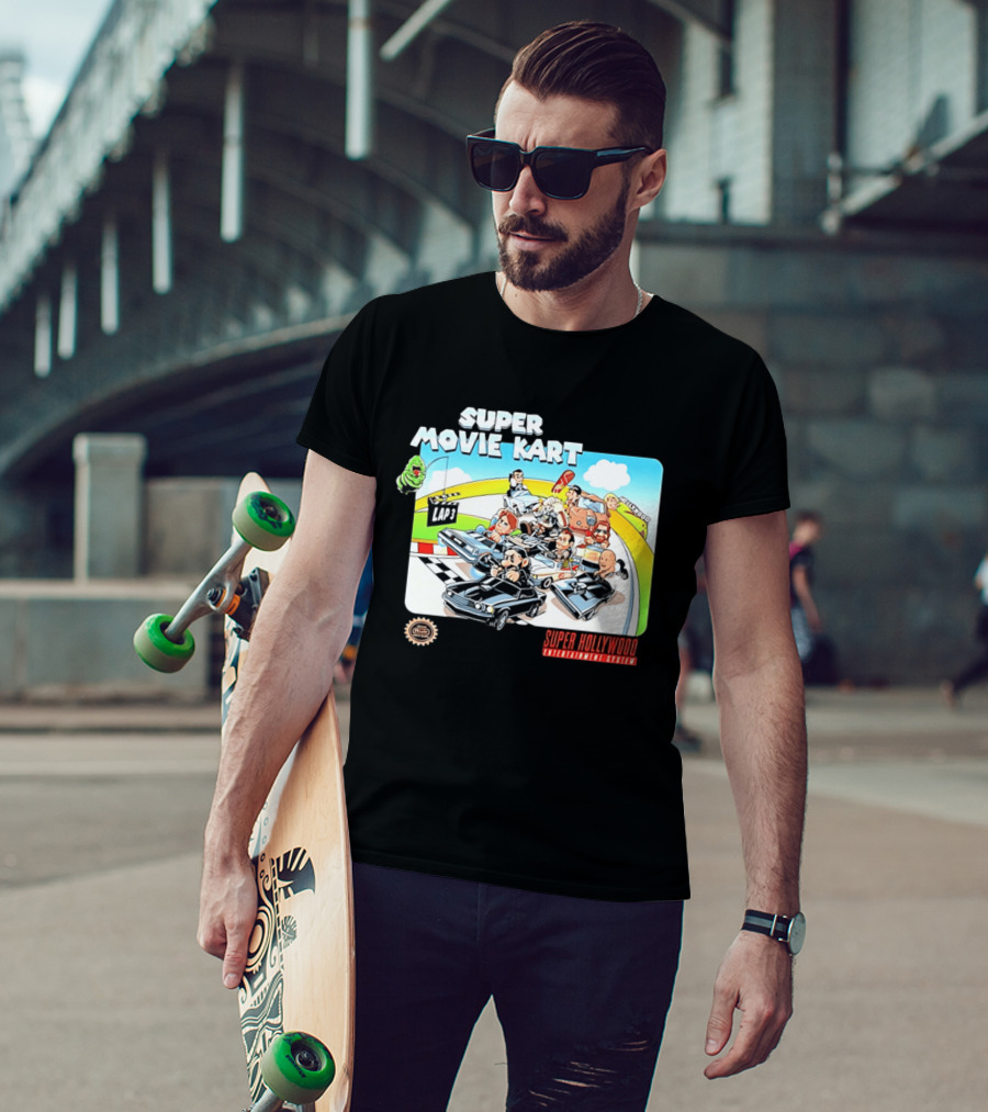 Super Movie Kart Super Hollywood Entertainment System John Wick Back To The Future Ghostbusters Mad Max Rocky T-Shirt