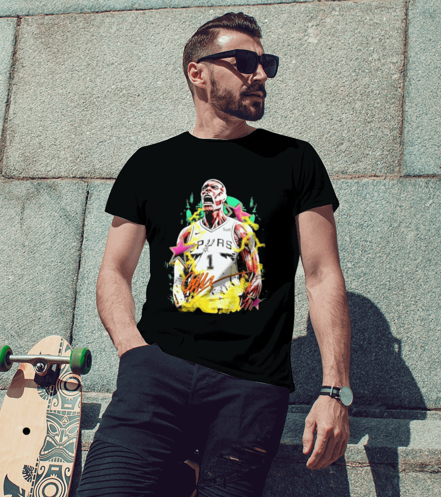 Victor Wembanyama San Antonio Spurs Attack On Titan Colossal Titan Spurs 1 Self Signature T-Shirt
