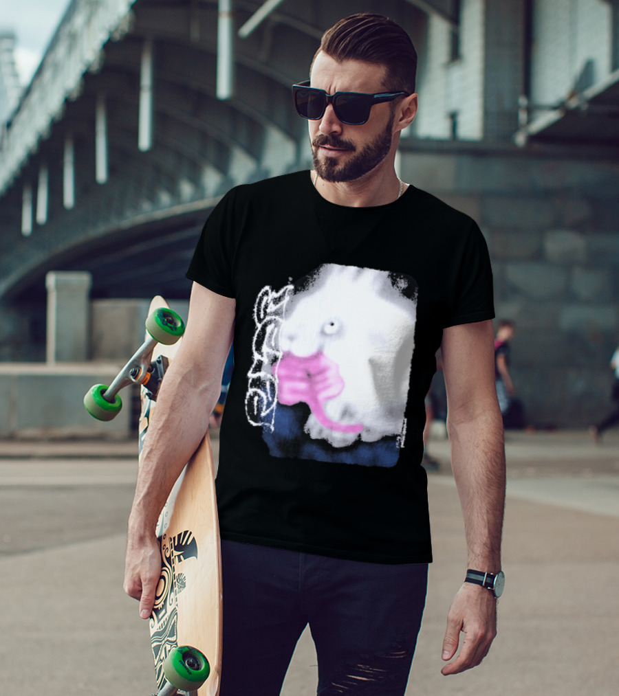 Flatspot Polar Rabbit With Pink Ribbon T-Shirt