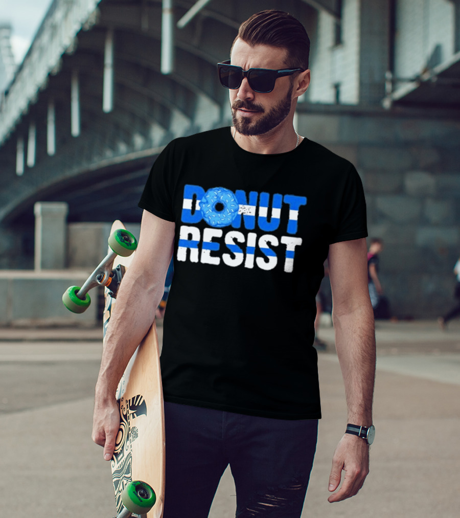 Donut Resist Police Officer Thin Blue Line Cop Policeman T-Shirt