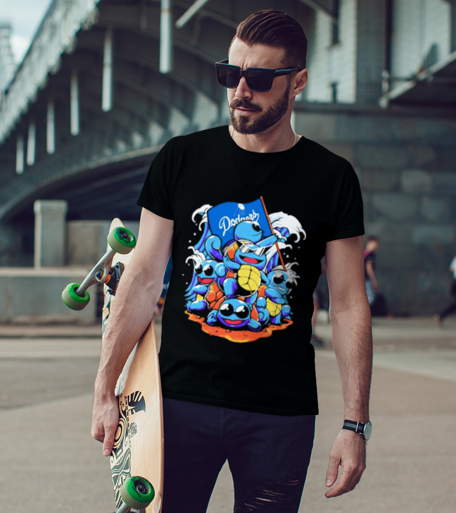 Squirtle Squad Dodgers Blue Flag Los Angeles Pokémon Collaboration T-Shirt