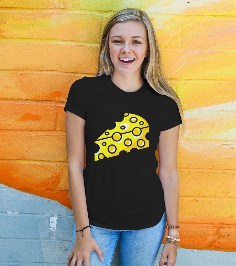 Swiss Cheese Hole Yellow Food Slice Dairy Snack Culinary T-Shirt