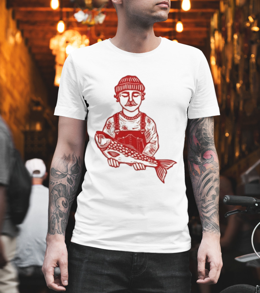 Goth Babe Fisherman Holding Fish T-Shirt