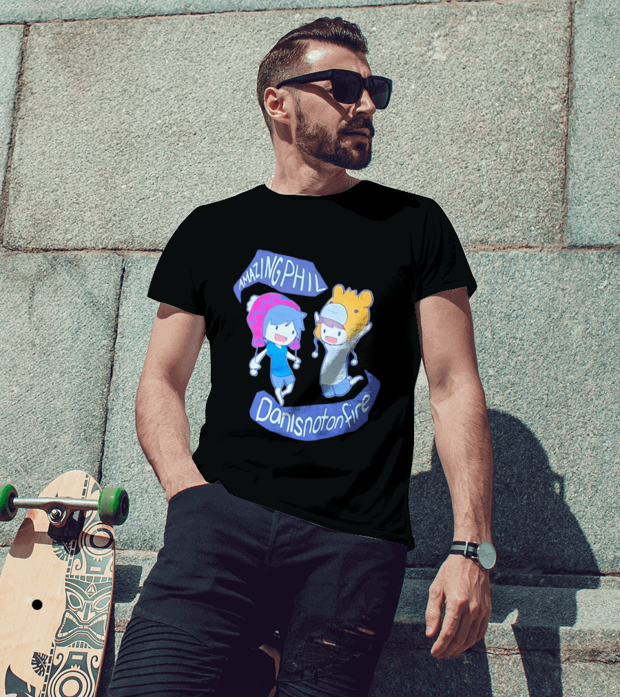 AmazingPhil Danisnotonfire Cartoon Characters In Cute Animal Hats T-Shirt