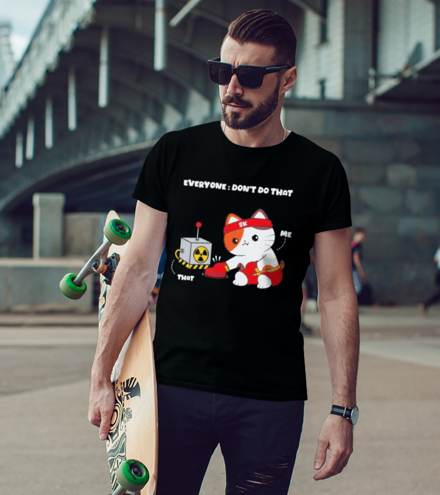 Cute Cat SK Headband Boxing Gloves Pressing Nuclear Button Don't Do That T-Shirt