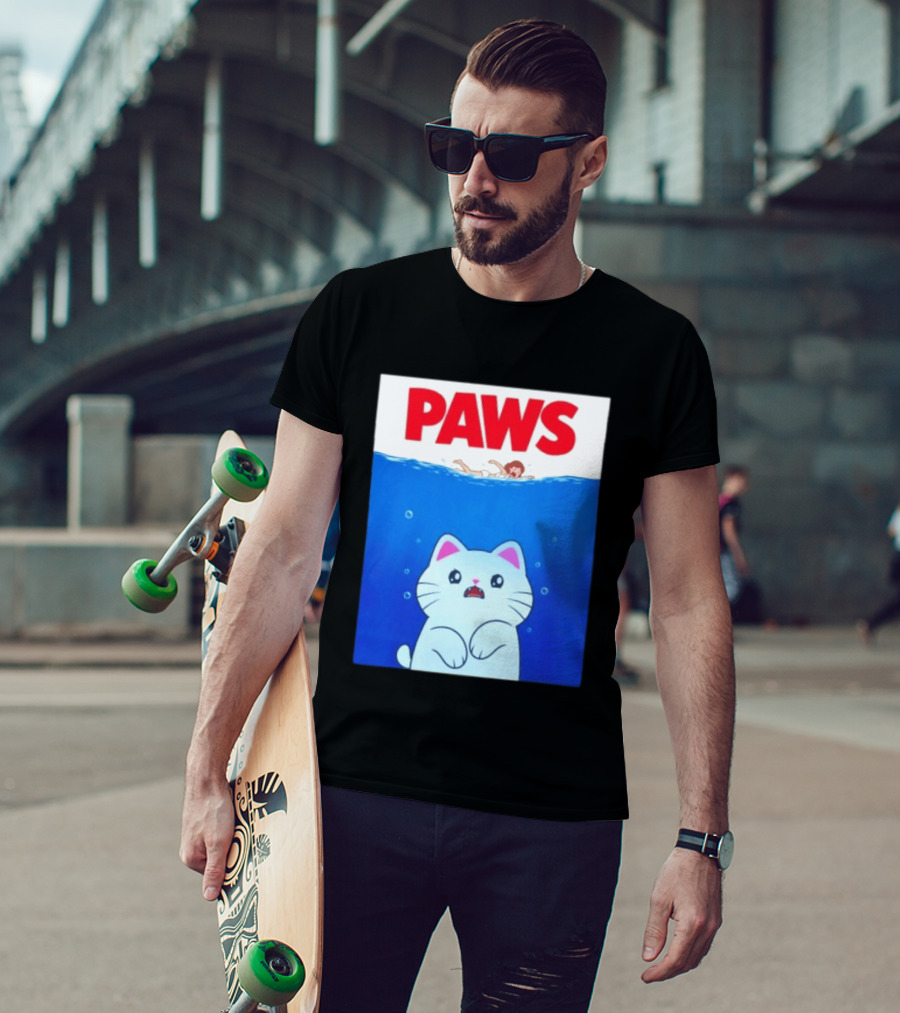 Paws Cat Parody Movie Jaws T-Shirt