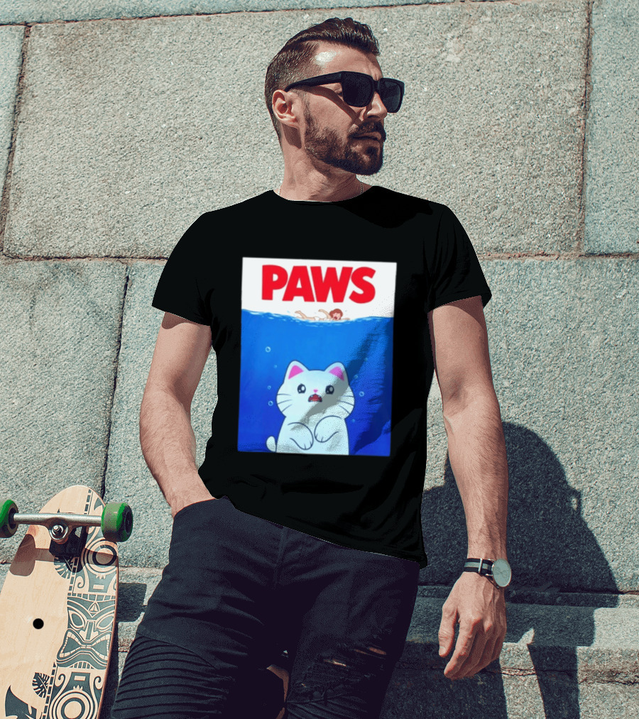 Paws Cat Parody Movie Jaws T-Shirt