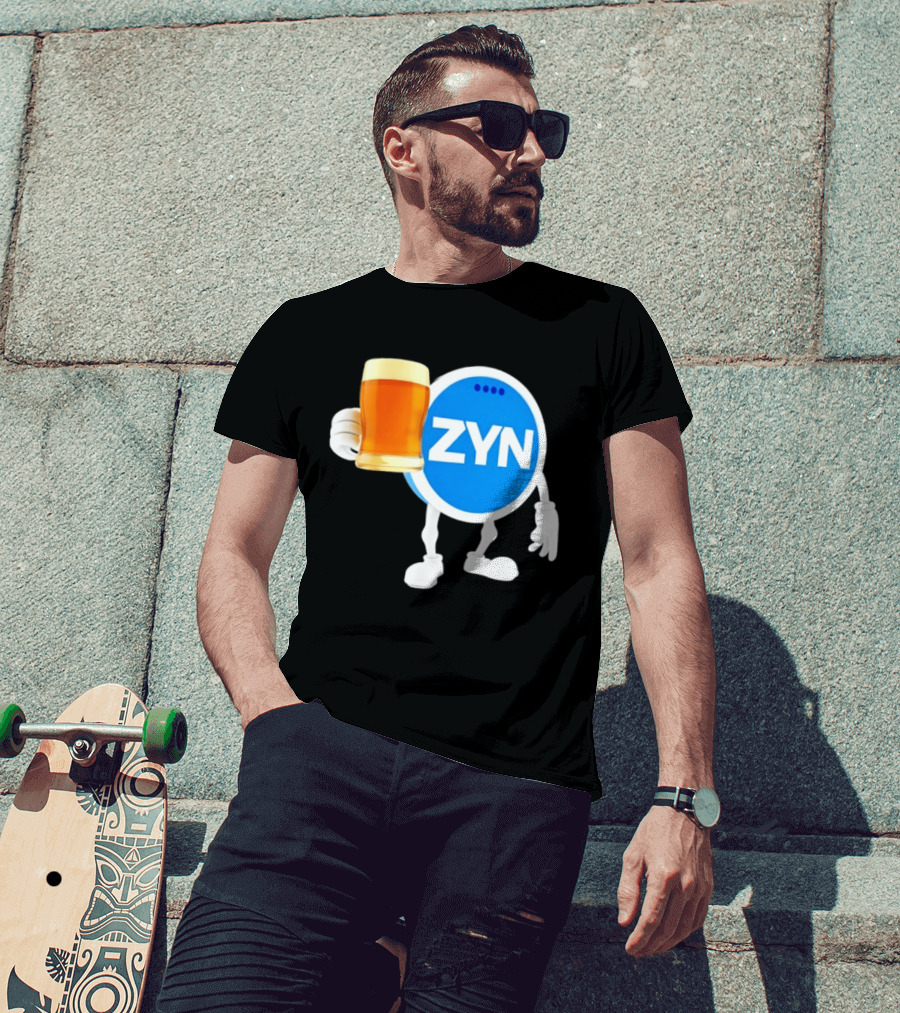 ZYN Snus Beer Character Holding T-Shirt