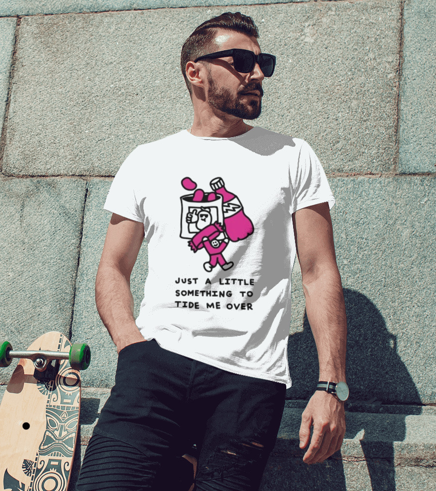 Just A Little Something To Tide Me Over Snack Pink Character Carrying Beer T-Shirt