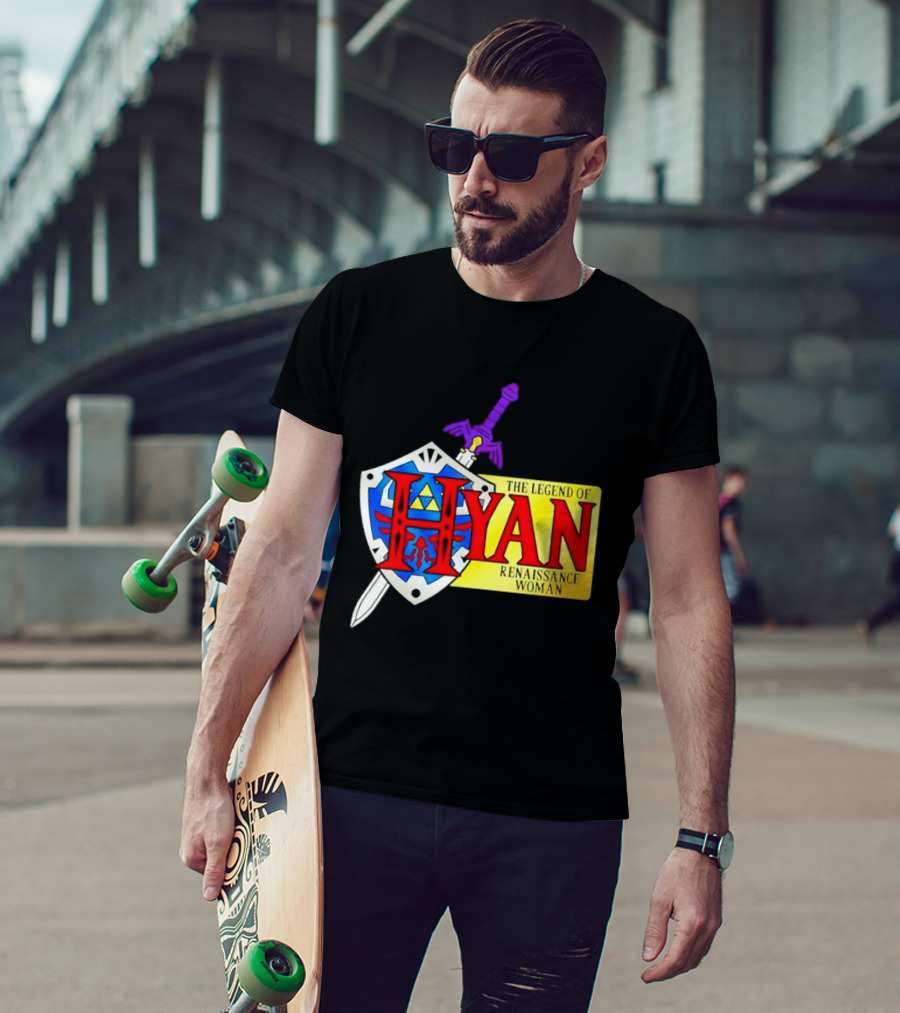 Hyan Renaissance Woman Legend Triforce Shield Sword T-Shirt