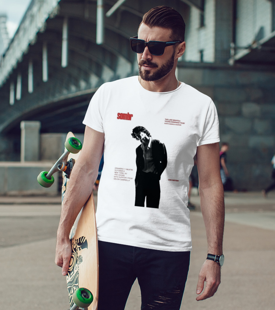 Sombr The Late Nights And Young Romance Tour Dates 2025 North America And Europe T-Shirt
