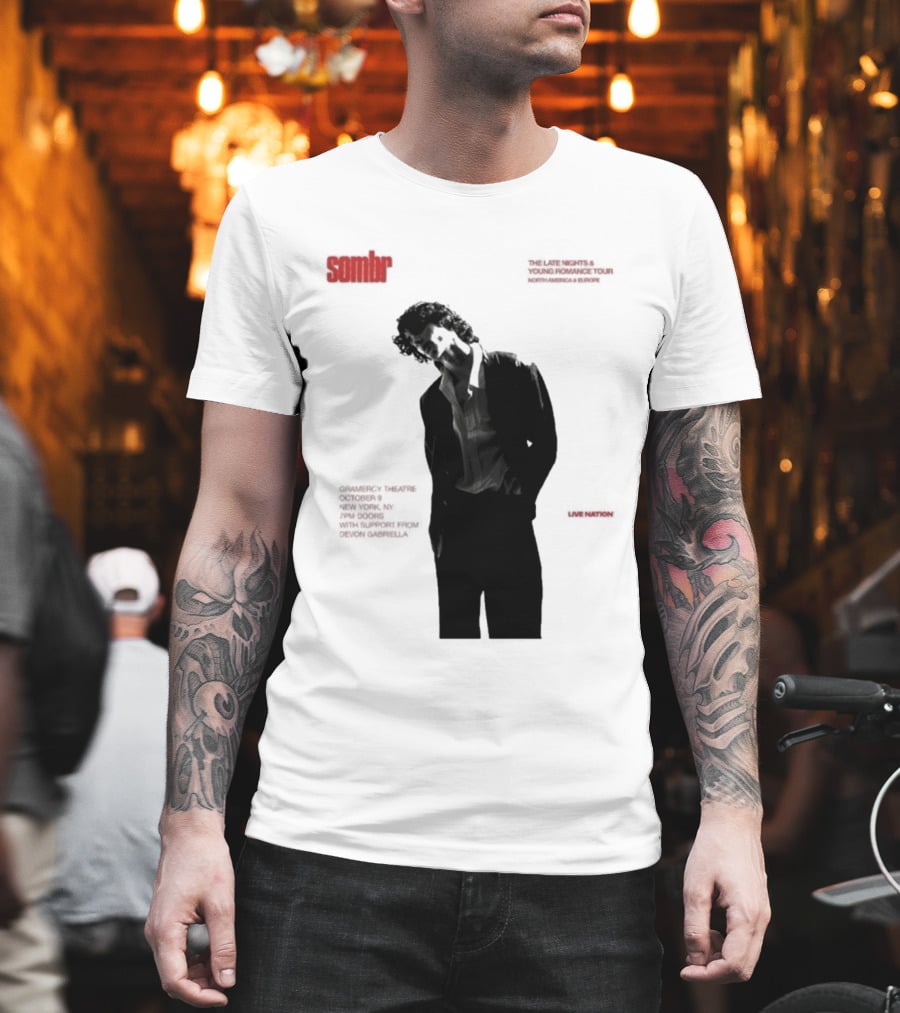 Sombr The Late Nights And Young Romance Tour Dates 2025 North America And Europe T-Shirt