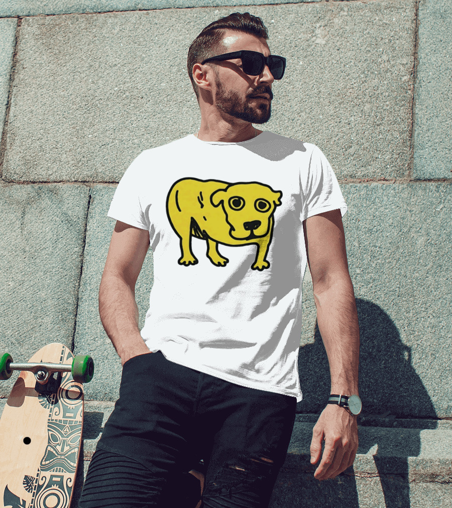 Tripod Aic Dog Drawing Yellow T-Shirt