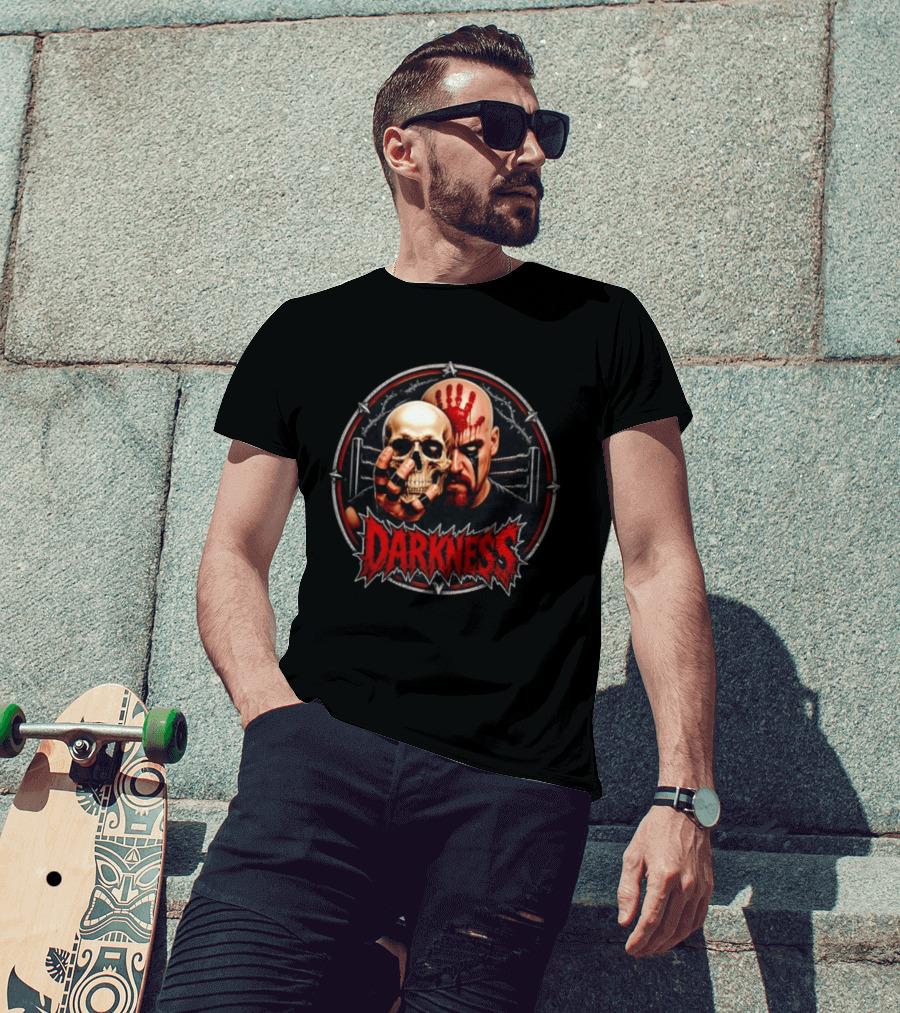 Darkness Skull Face Paint Handprint Barbed Wire Circle T-Shirt