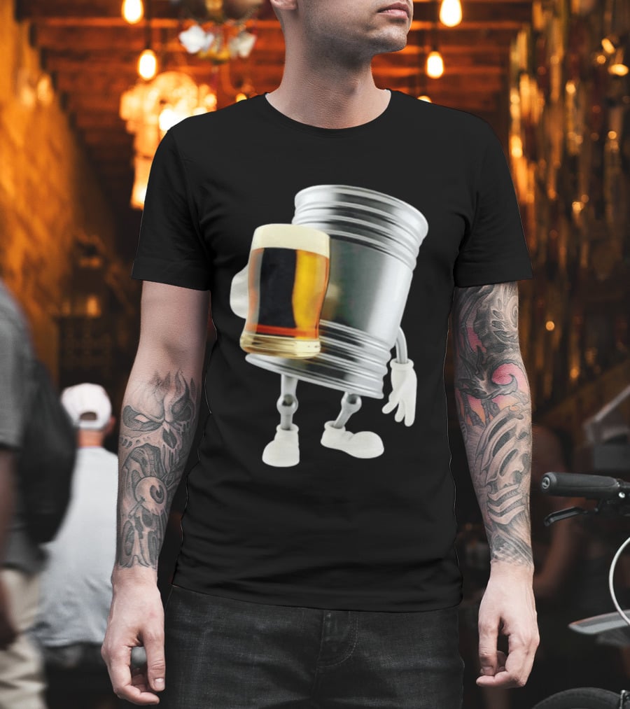 Beer Keg Holding Glass Character Meme T-Shirt