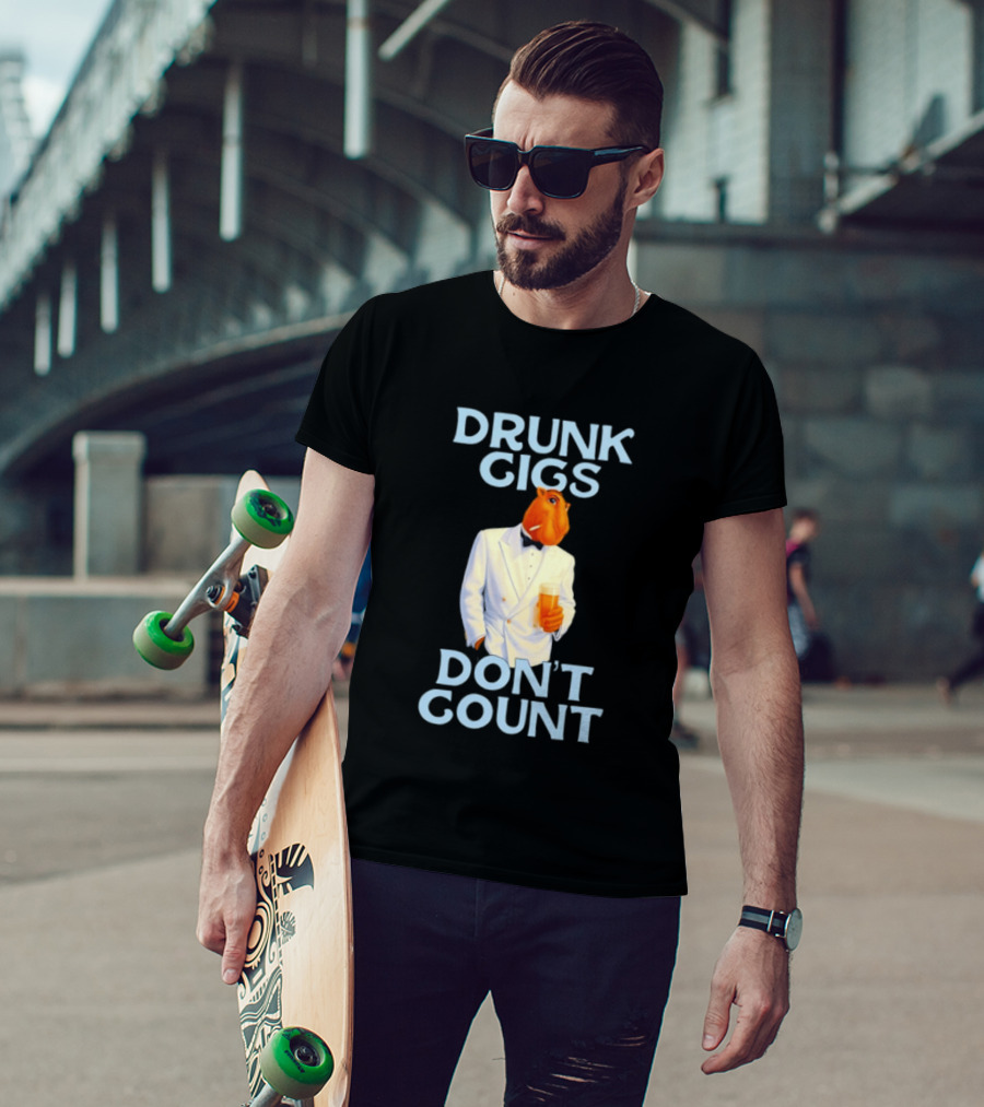 Drunk Gigs Don't Count Camel Smoking Beer In Tuxedo T-Shirt