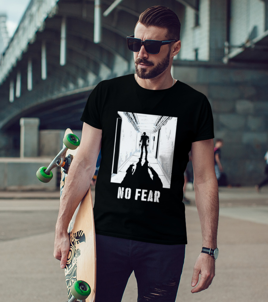 No Fear Courage Motivation Silhouette In Corridor T-Shirt
