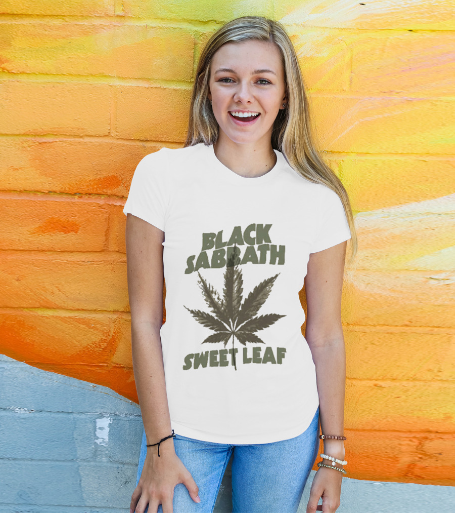 Black Sabbath Sweet Leaf Cannabis Leaf T-Shirt