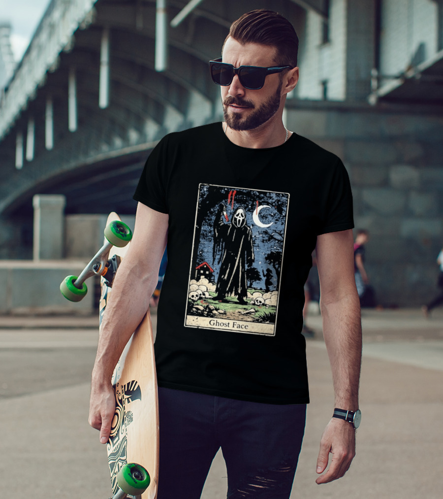 Ghost Face Scream Changes Tarot Card Crossover Halloween Horror Villain T-Shirt